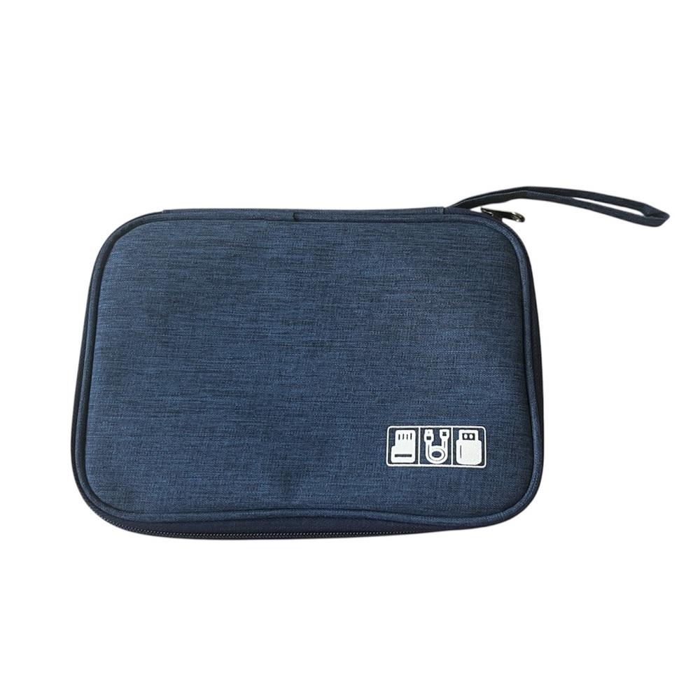 Blue Travel Cable Organizer - Multi-Function Tech Storage Bag